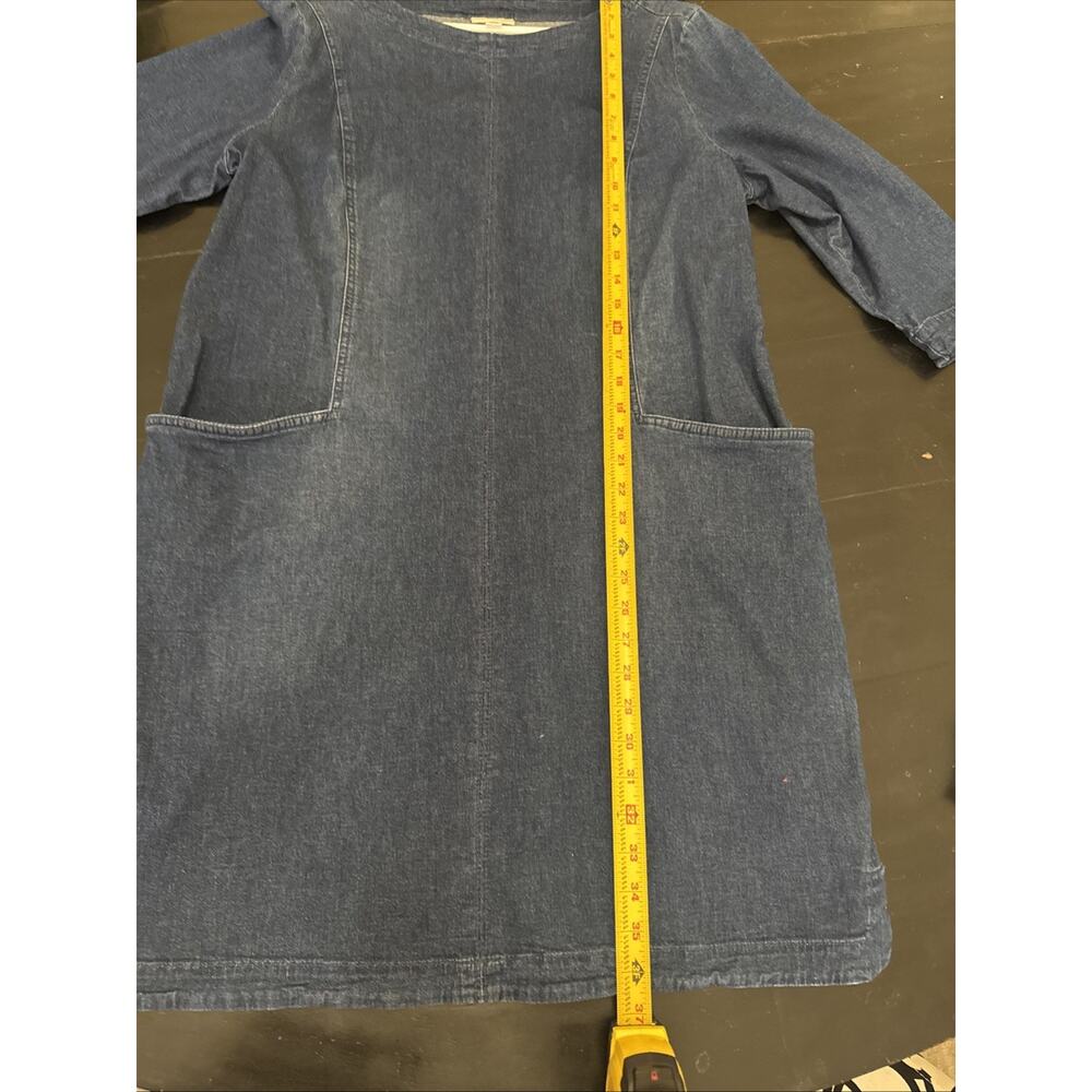 J. Jill Denim Shift Dress Pockets Minimalist Relaxed Cotton Sz Lge PT Dark Wash - Picture 9 of 10